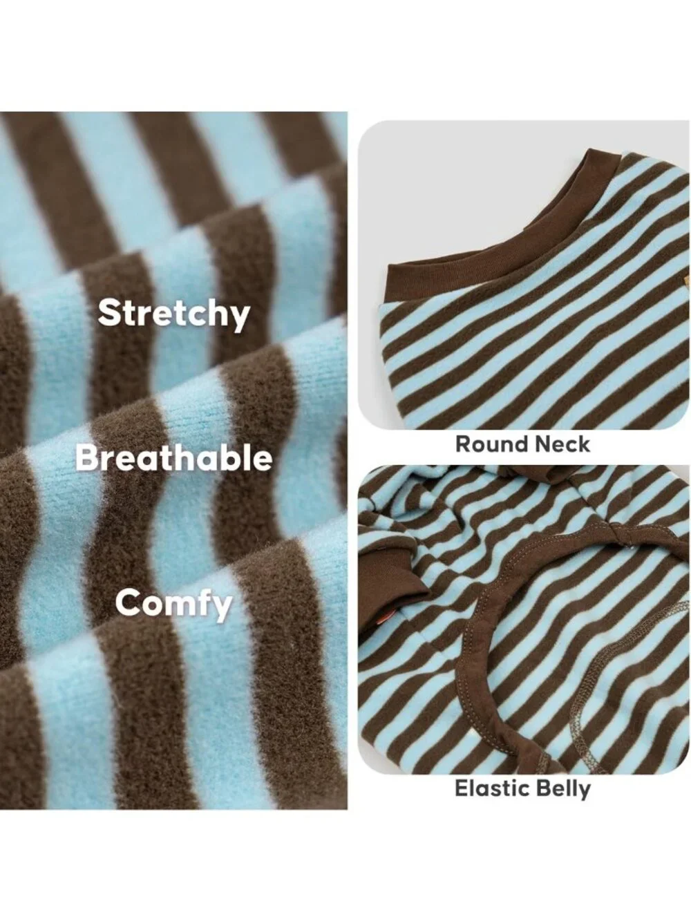 Cozy Blue Striped Dog Pajamas, Comfy 4-Legged Onesie Sleepwear for Small Pets